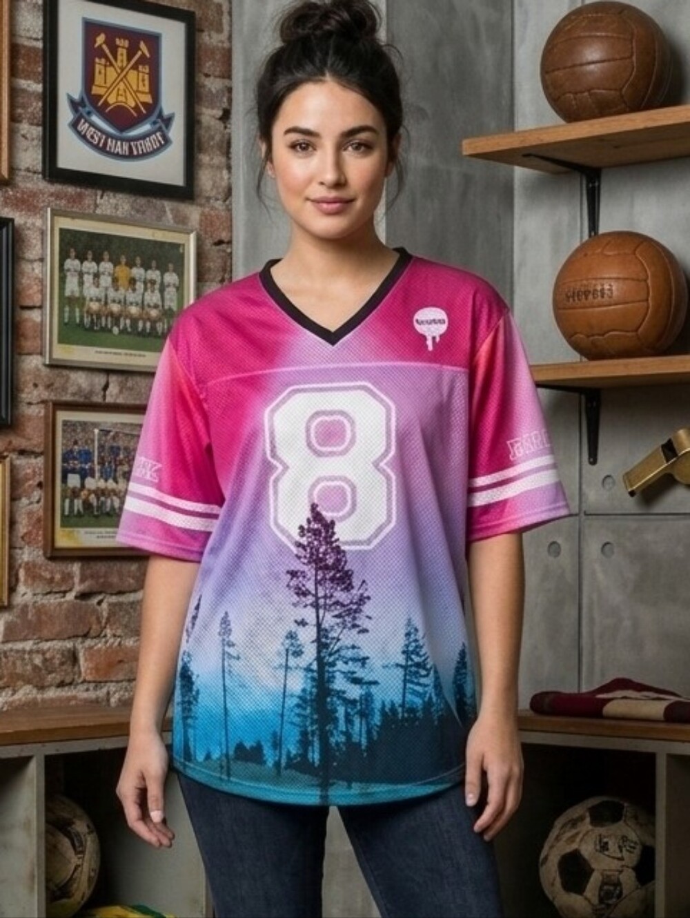 858 BlackMilk Clothing Aurora Skye Pink Touchdown Jersey Size XS Limited Oversiz
